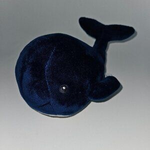 HB Hudson Baby Navy Blue Gray Whale Plush Lovey 8" Long Stuffed Toy Sewn Eyes